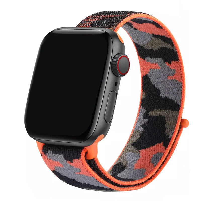Orange Camouflage Sports Polyester Loop Strap for Apple Watch