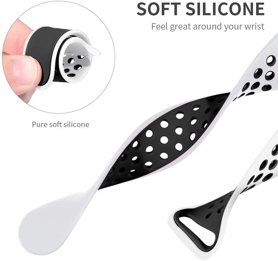 White & Black Silicone Sport Strap for Apple Watch