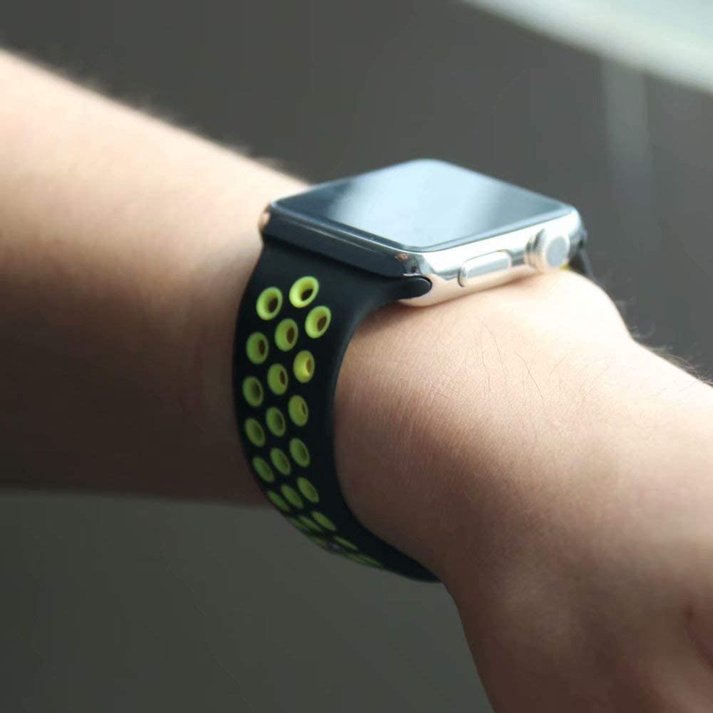 Black & Yellow Silicone Sport Strap for Apple Watch