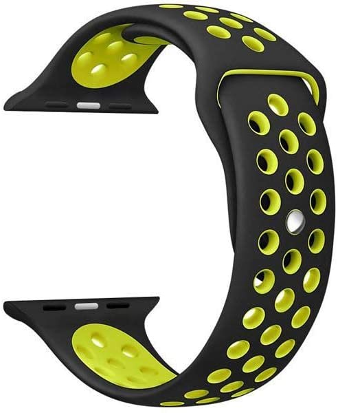 Black & Yellow Silicone Sport Strap for Apple Watch