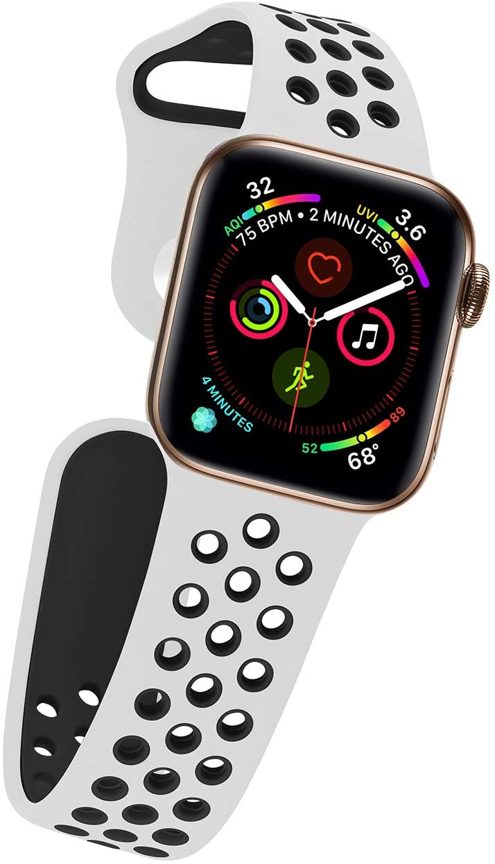 White & Black Silicone Sport Strap for Apple Watch