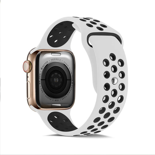 White & Black Silicone Sport Strap for Apple Watch
