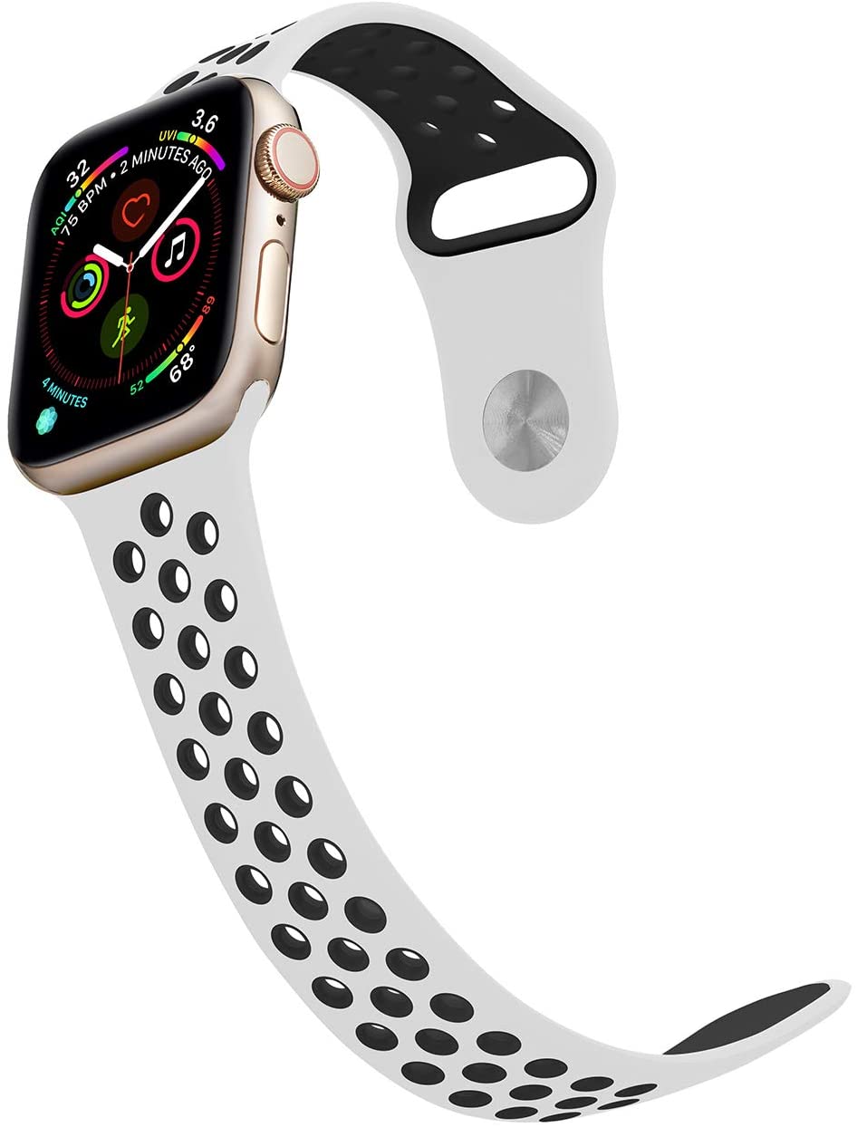 White & Black Silicone Sport Strap for Apple Watch