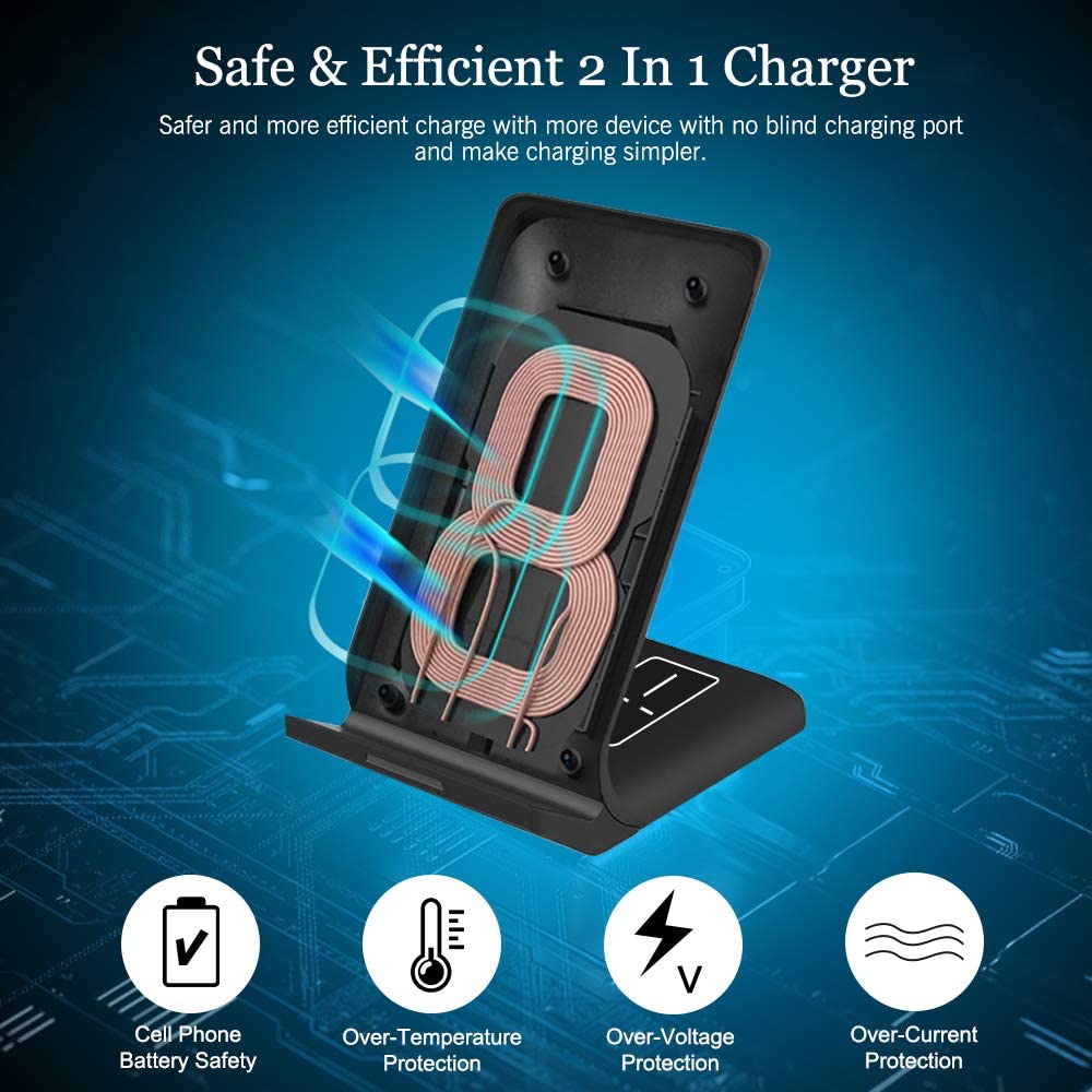 2 in 1 Qi-Certified Wireless Charging Station for iPhone & Airpods