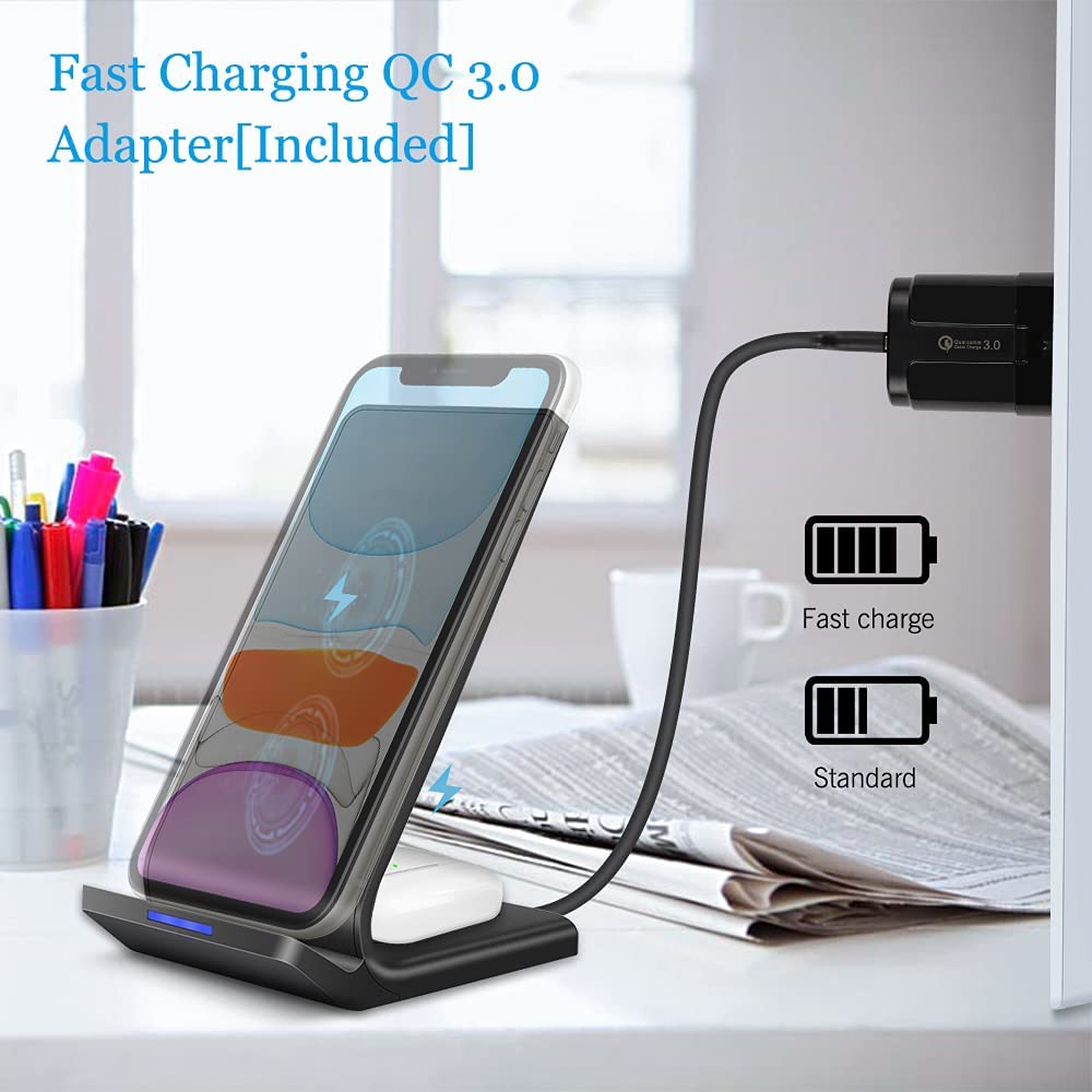 2 in 1 Qi-Certified Wireless Charging Station for iPhone & Airpods