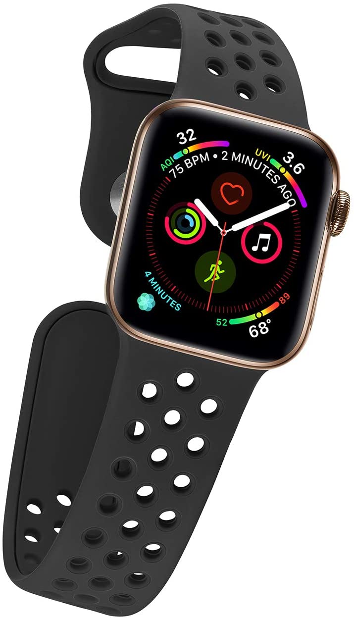 Black Silicone Sport Strap for Apple Watch