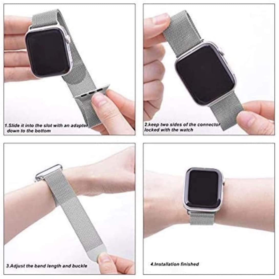 Silver Magnetic Stainless Steel Strap for Apple Watch