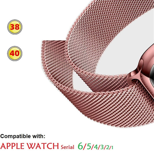 Pink Gold Magnetic Stainless Steel Strap for Apple Watch