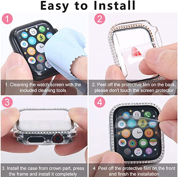 Apple Watch Bumper Case with 9H Tempered Glass & Shiny Diamond Frame