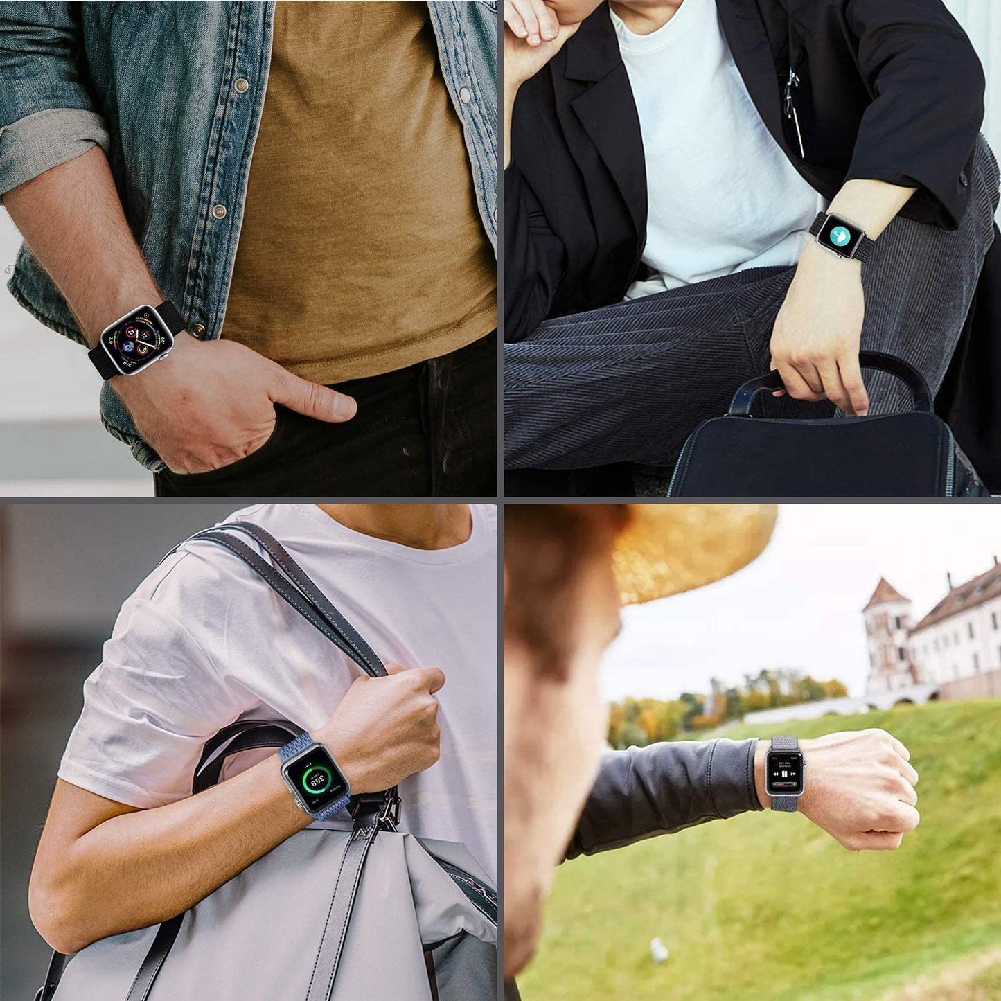 Black Sports Polyester Loop Strap for Apple Watch