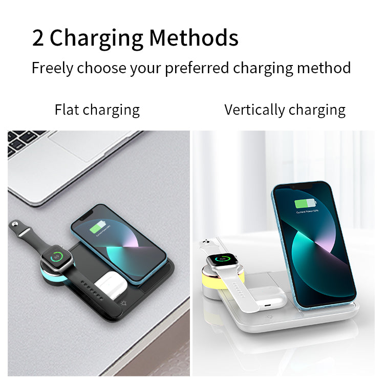 3 in 1 Foldable Wireless Charging Station for iPhone, Apple Watch & Airpods