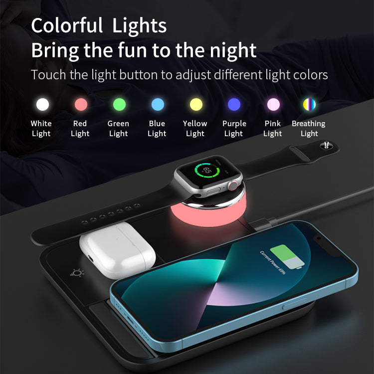 3 in 1 Foldable Wireless Charging Station for iPhone, Apple Watch & Airpods
