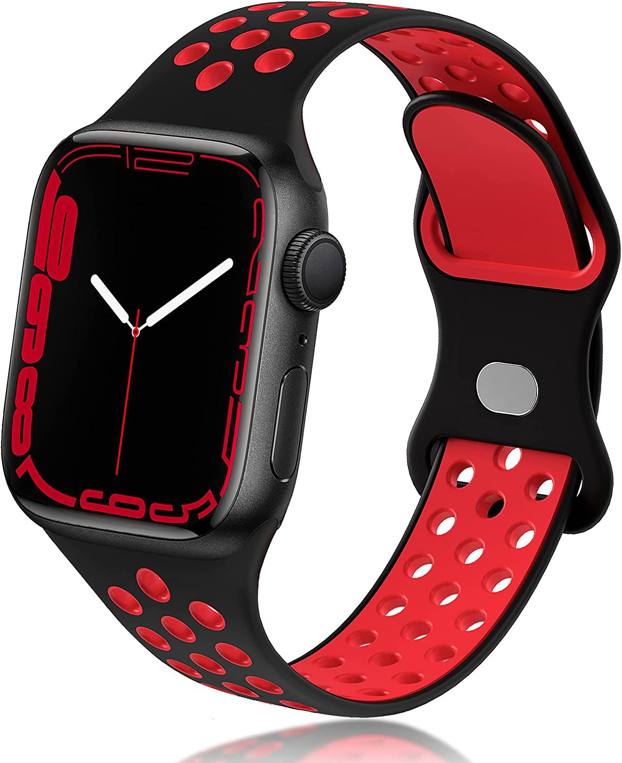 Black & Red Silicone Sport Strap for Apple Watch