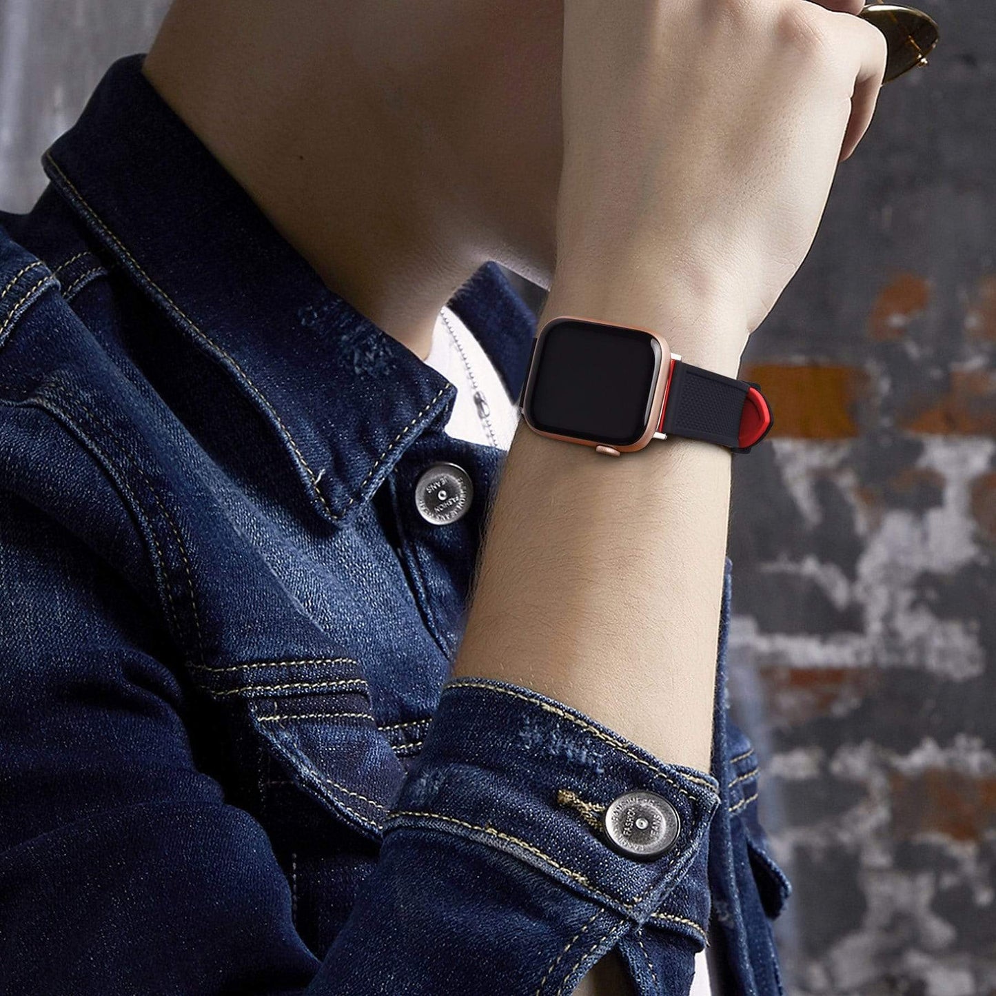 Black & Red Silicone Strap for Apple Watch