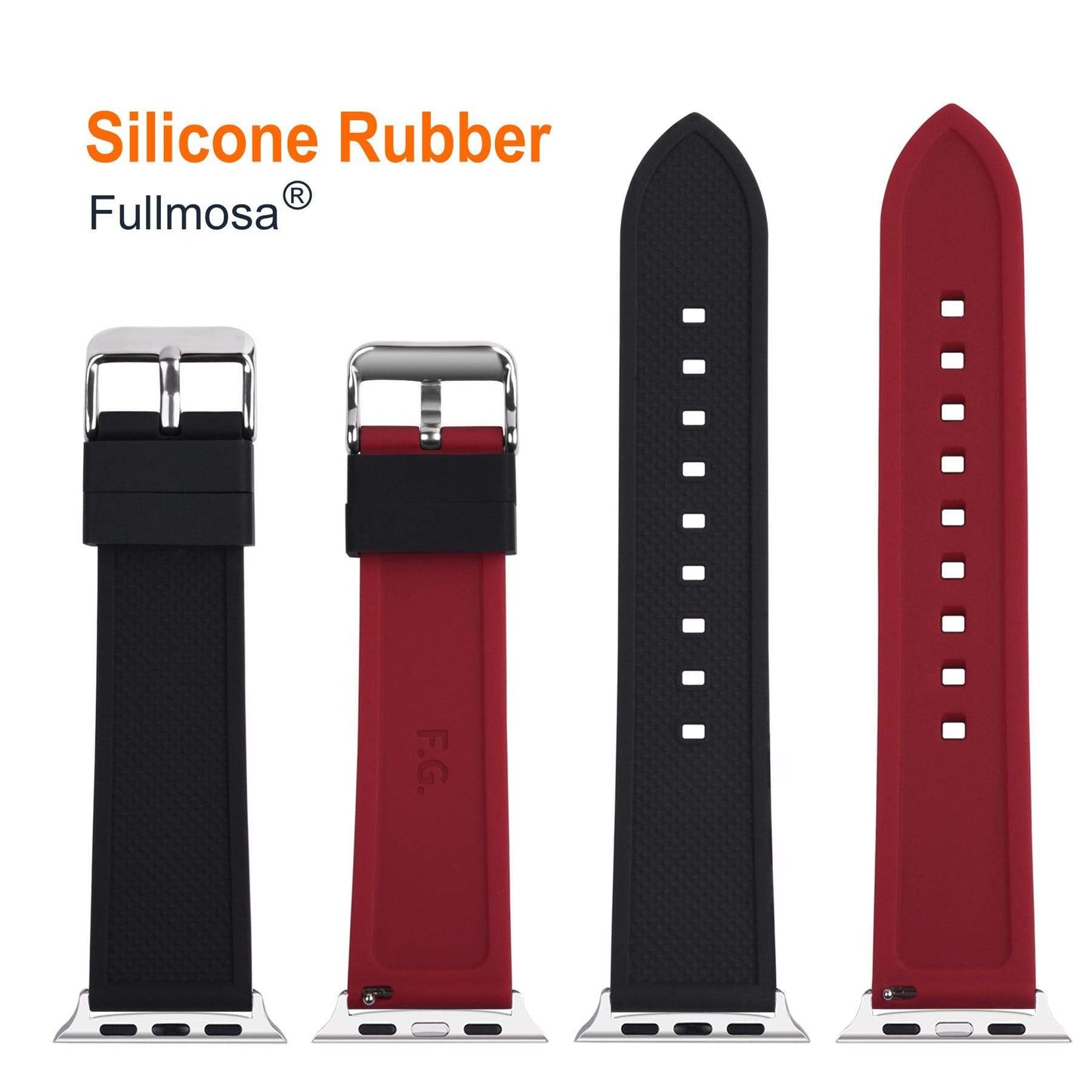 Black & Red Silicone Strap for Apple Watch