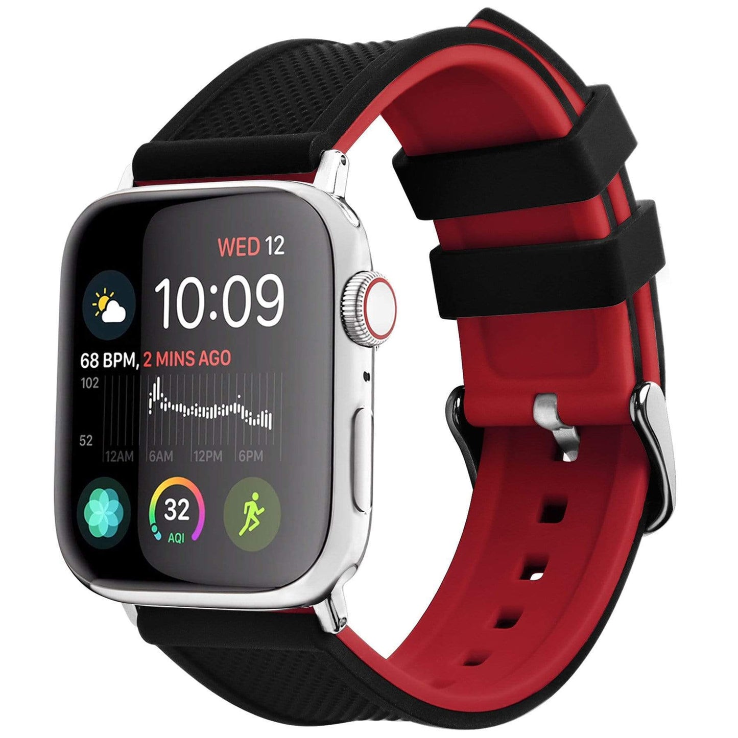Black & Red Silicone Strap for Apple Watch