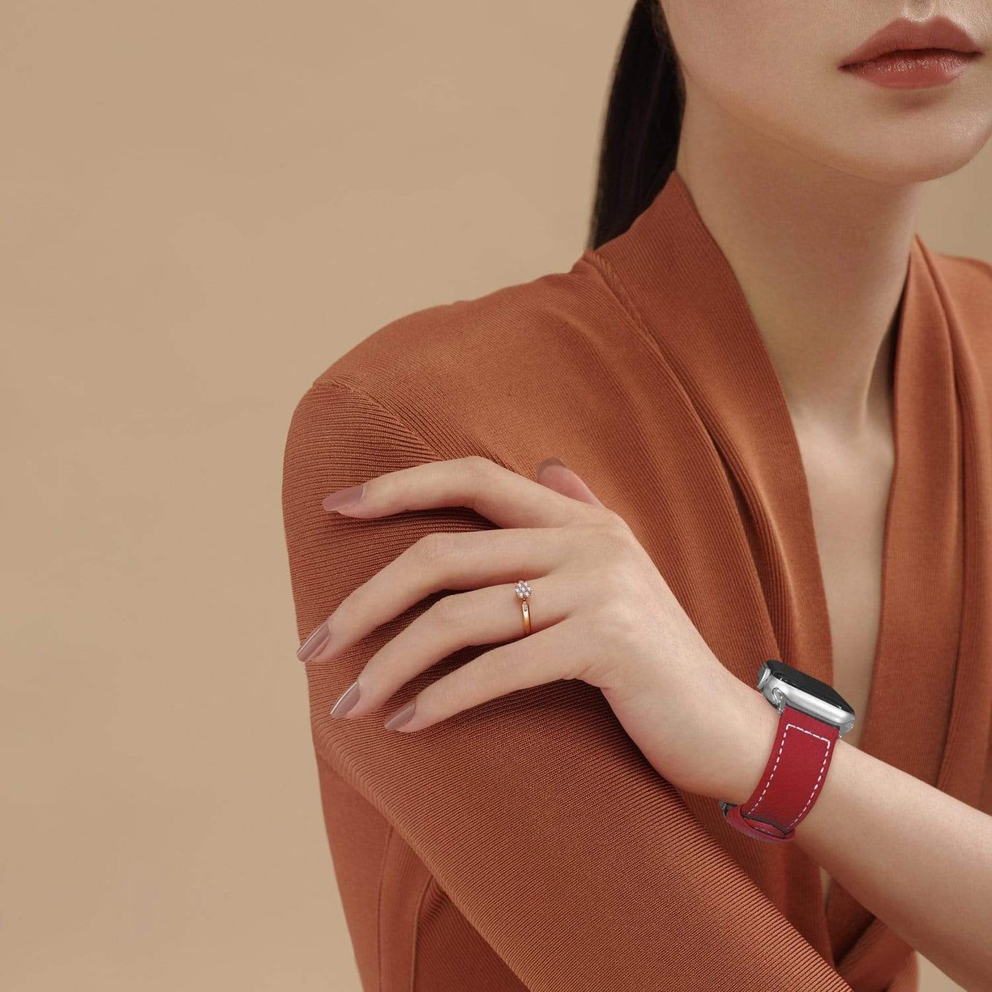 Red Leather Strap for Apple Watch