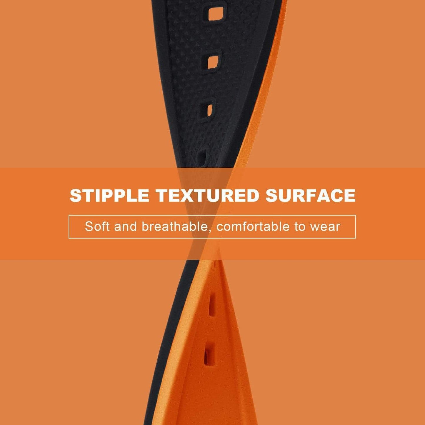 Black & Pumpkin Silicone 22mm Strap