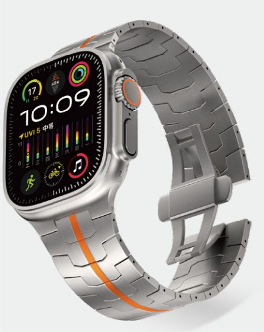 Titanium Strap with Orange Stripe for Apple Watch