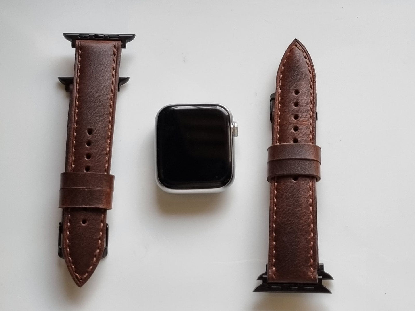 Dark Brown Leather & SIlicone Strap for Apple Watch