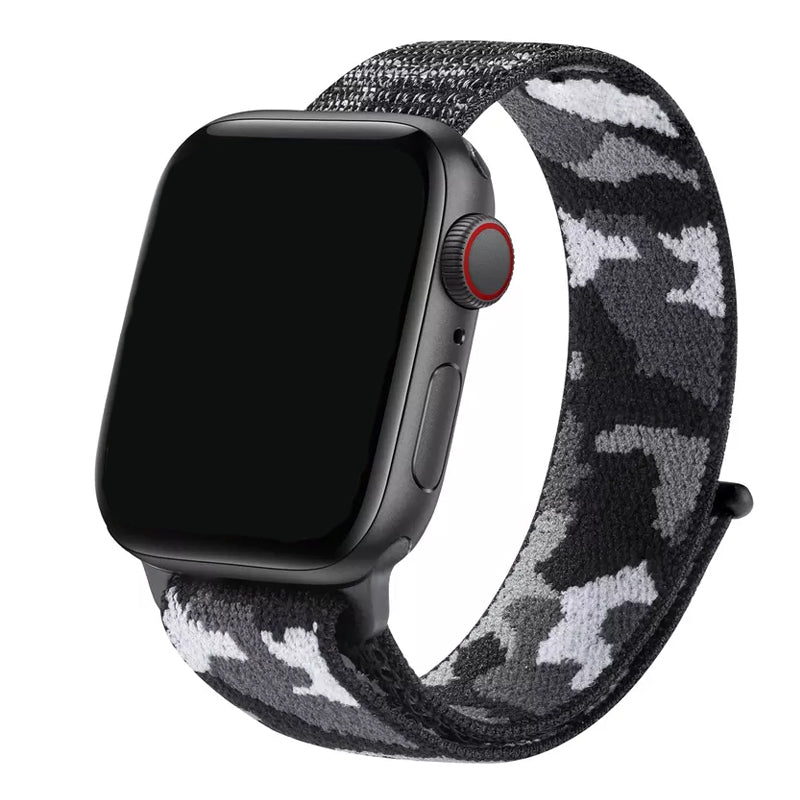 Black Camouflage Sports Polyester Loop Strap for Apple Watch