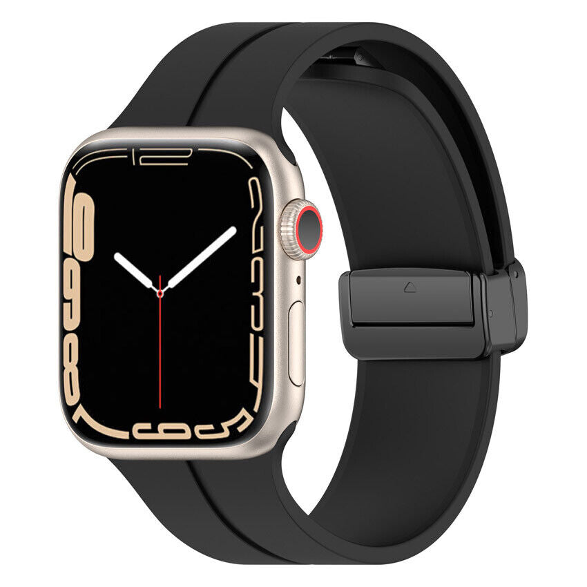 Black Silicone Strap with Magnetic Clasp for Apple Watch