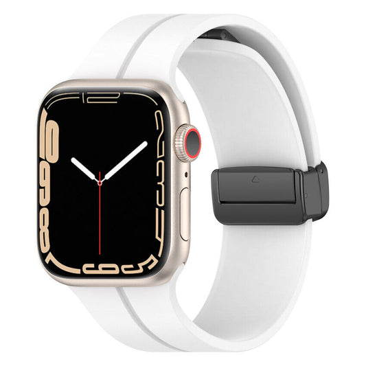 White Silicone Strap with Magnetic Clasp for Apple Watch