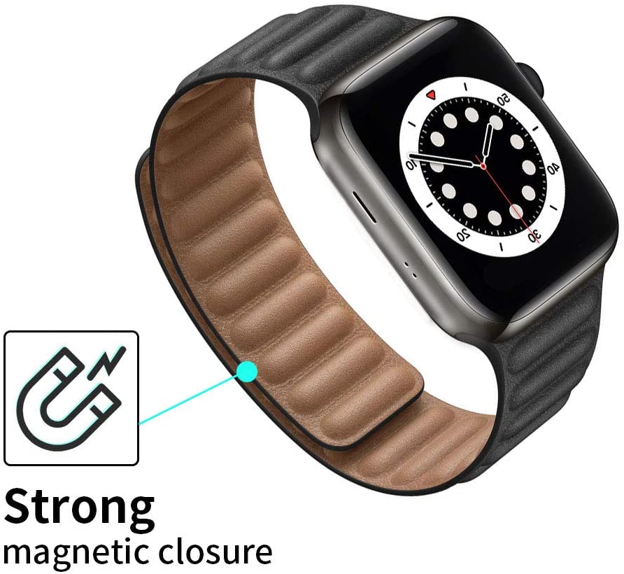 Black & Brown Magnetic Leather Strap for Apple Watch