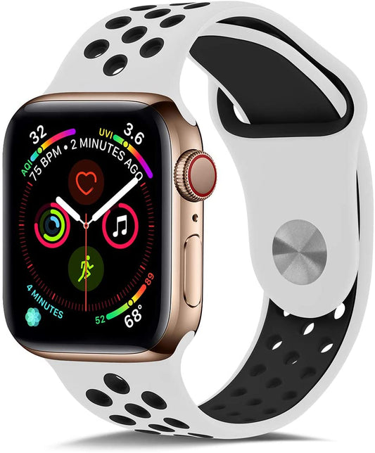 White & Black Silicone Sport Strap for Apple Watch
