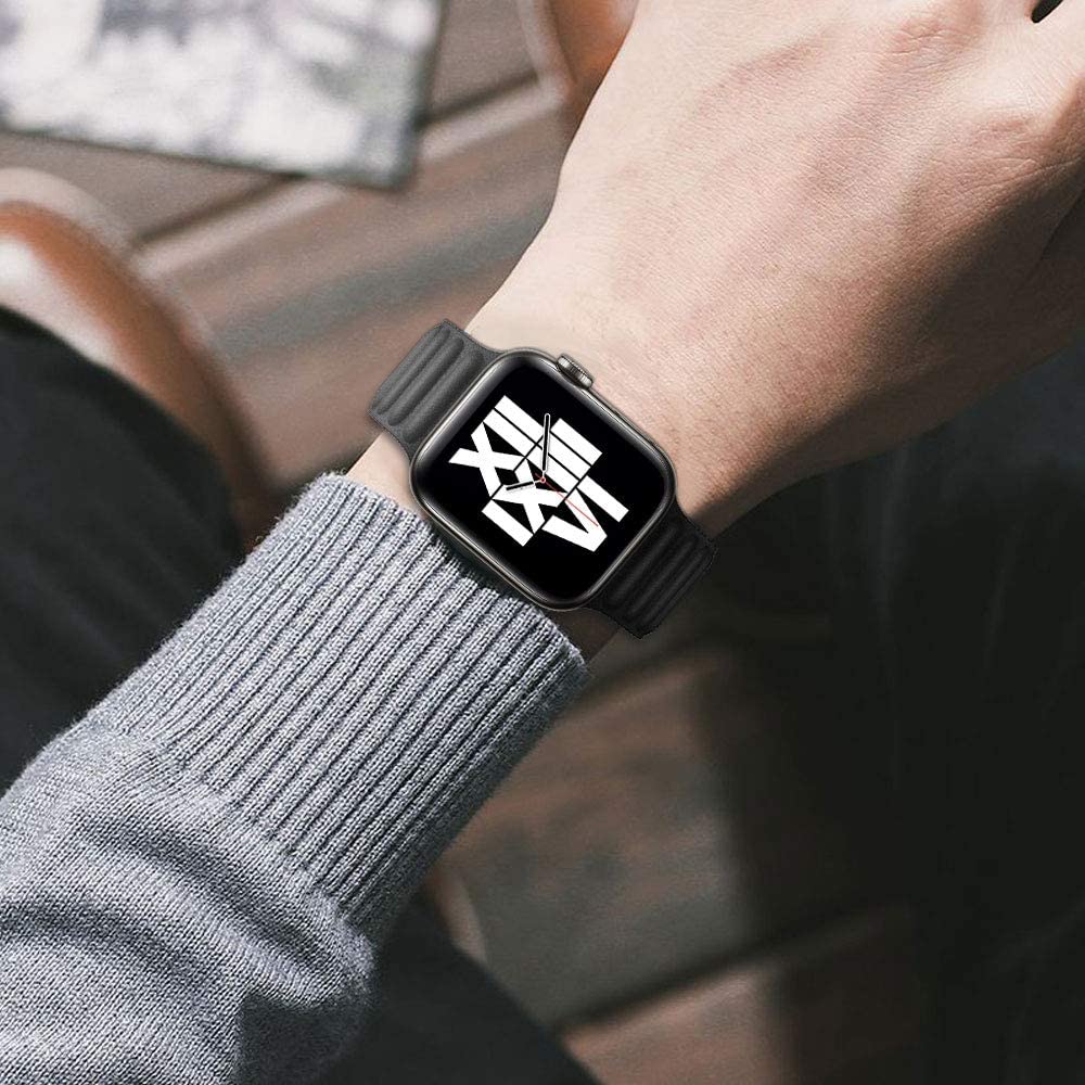 Black & Brown Magnetic Leather Strap for Apple Watch
