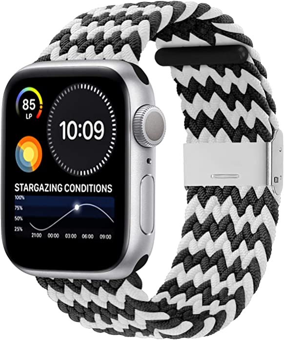 Black & White Sports Woven Breathable Loop Strap for Apple Watch