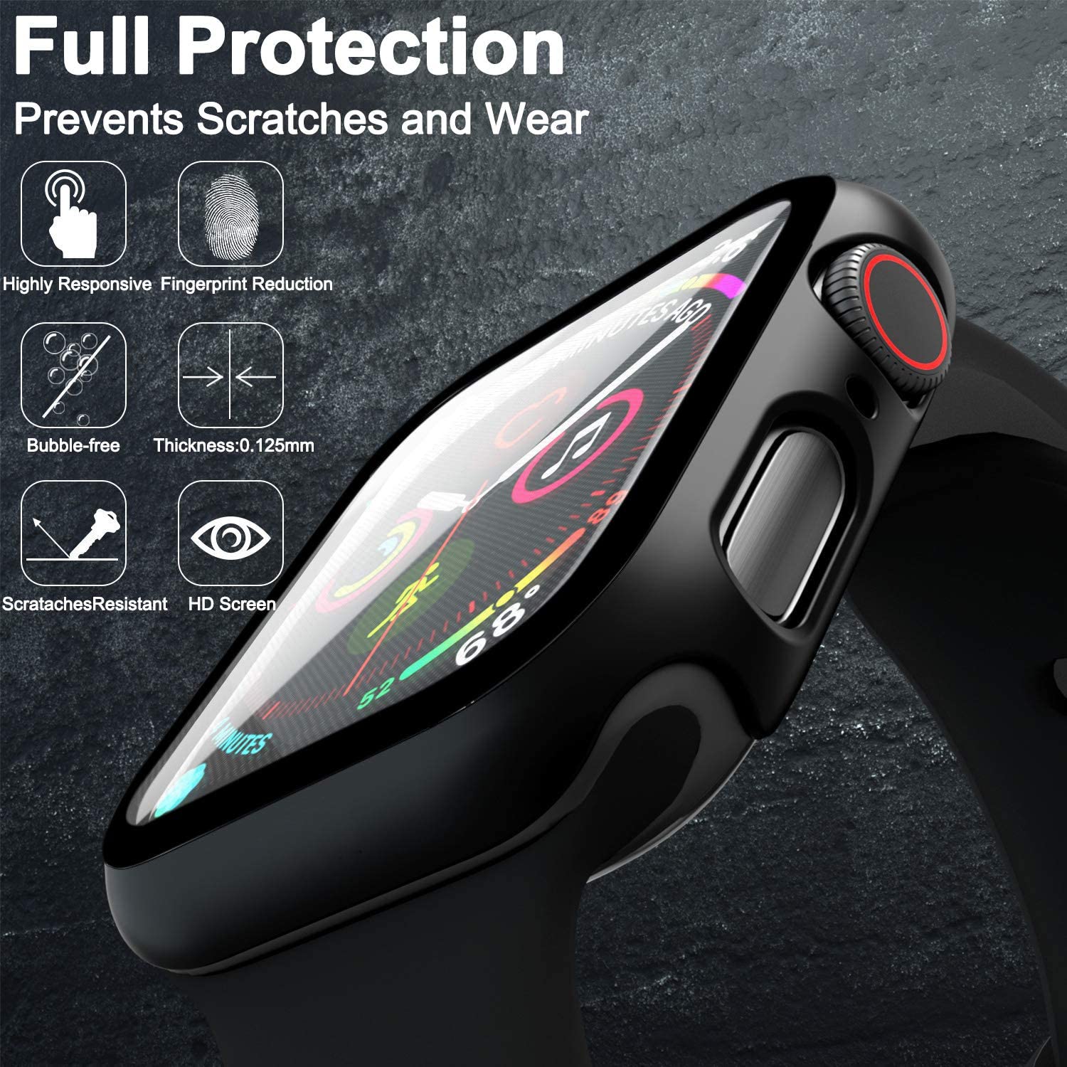 Apple Watch Bumper Case with 9H Tempered Glass CyStraps