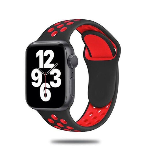 Black & Red Silicone Sport Strap for Apple Watch