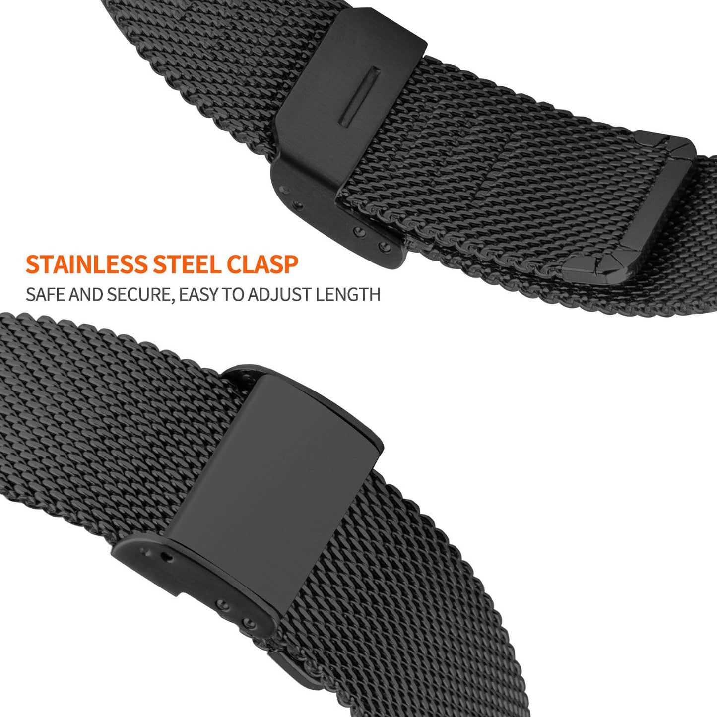 Black Stainless Steel Strap with Clasp for Apple Watch