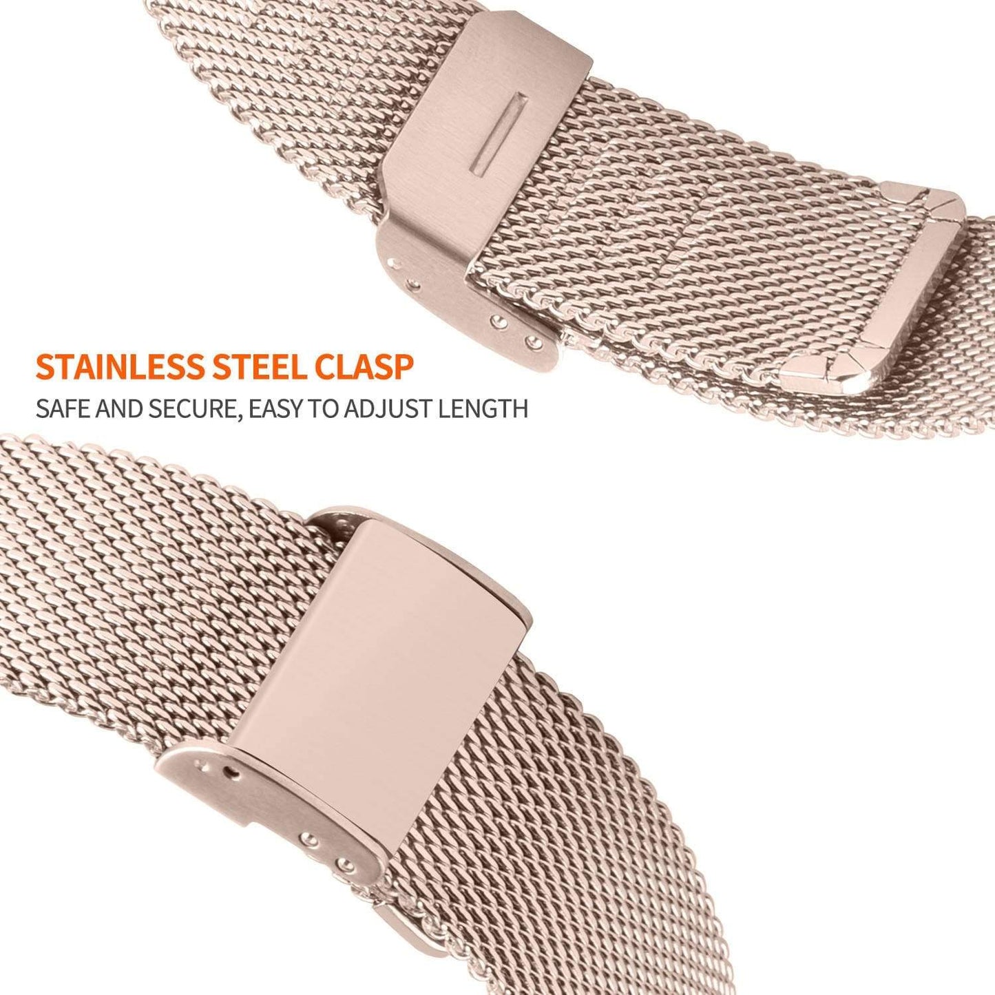 Rose Gold Stainless Steel Strap with Clasp for Apple Watch